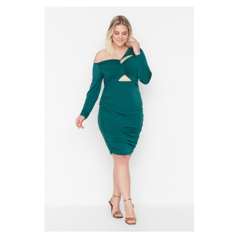 Trendyol Curve Emerald Green Cutout Detailed Knitted Dress