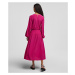 Šaty Karl Lagerfeld V Neck Silk Midi Dress Ružová