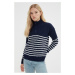 Trendyol Navy Blue Zipper Detailed Knitwear Sweater