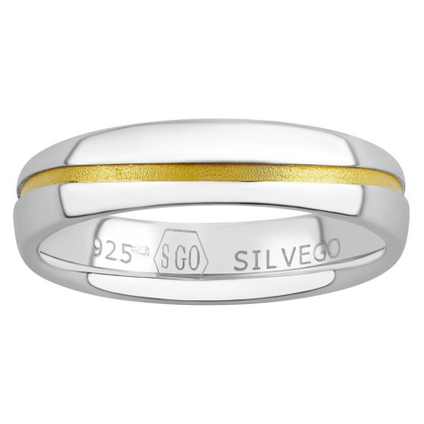 Snubný strieborný prsteň Sunny pozlátený žltým zlatom Silvego