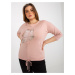 Light pink blouse plus size with print and appliqué