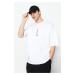 Trendyol White Oversize/Wide Cut Far East Text Printed Short Sleeve 100% Cotton T-Shirt