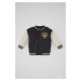 DEFACTO Baby Boy College Collar Tiger Printed Snap Fastener Double Pocket Seasonal Bomber Cardig