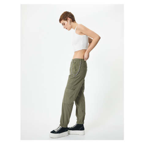 Koton Cargo Jogger Trousers Chain Detail High Waist Cotton