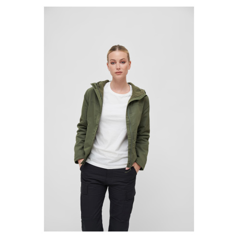 Women's windbreaker with front zipper olive