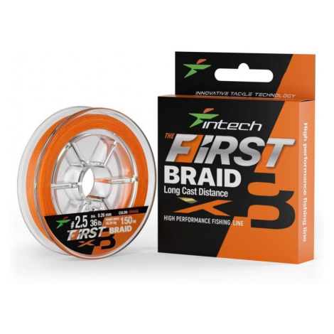 Intech first splietaná šnúra braided line braid x8 orange 150 m - 0,205 mm 11,79 kg