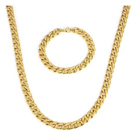 Sada z chirurgickej ocele masívu Cuban Gold / retiazka a náramok 11mm