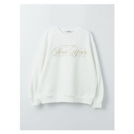 LC Waikiki Crew Neck Embroidered Long Sleeve Oversize Women's Sweatshirt