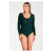 TMAVOZELENÉ DÁMSKE BODY S VÝSTRIHOM M1037 GREEN