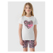 Girls' T-shirt with 4F print - white