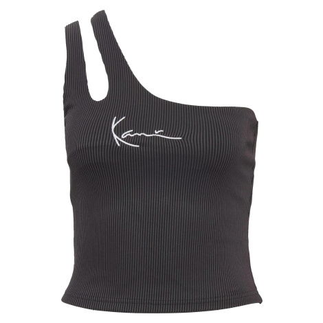 Karl Kani Small Signature Women One Shoulder Top Bi-Color Rib Black/Antha - Dámske - Tričko Karl