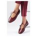 Mio Gusto Elaine Burgundy Color Lace-Up Women's Ballerina Shoes