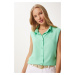 Happiness İstanbul Women's Aqua Green Sleeveless Viscose Shirt