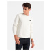 Ombre Men's non-stretch sweatshirt with metal pin - cream