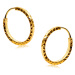 Náušnice v žltom 375 zlate - kruhy zdobené diamantovým rezom, hranaté ramená, 14 mm