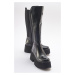 LuviShoes SOLO Black Wrinkled Patent Leather Women's Boots.
