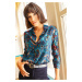 Olalook Women's Blue Paisley Patterned Shirt