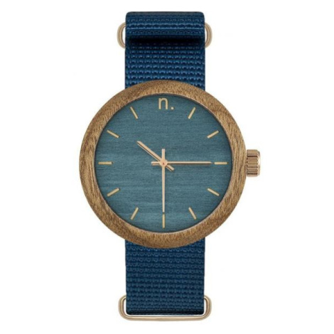 Modré drevené hodinky s textilným remienkom pre dámy