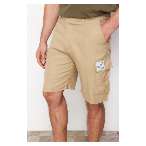 Trendyol Beige Regular Fit Label Detailed Shorts