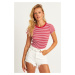 Cool & Sexy Women's Red-White Striped Blouse