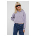 Mikina Calvin Klein Jeans dámska, fialová farba, s kapucňou, jednofarebná