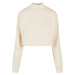 Ladies Cropped Oversized Sweat High Neck Crew whitesand