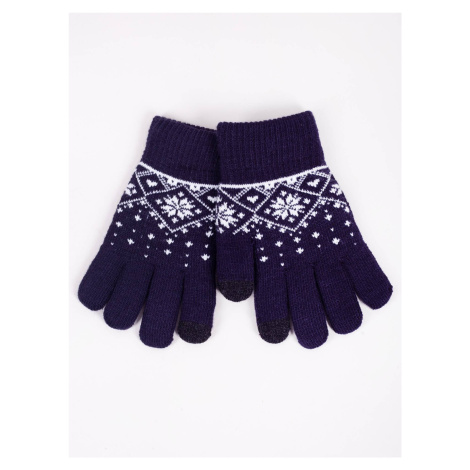 Yoclub Kids's Girl's Five-Finger Touchscreen Gloves RED-0019G-AA5C-001 Navy Blue