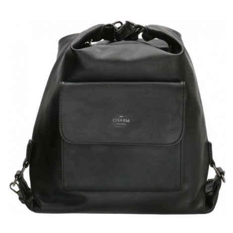 Charm London Čierny kožený ruksak a kabelka 3v1 „Universal“ 11L