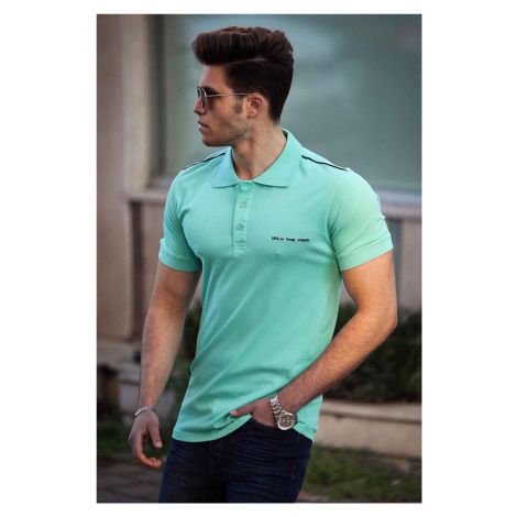 Madmext Men's Turquoise Polo Neck T-Shirt 4558