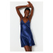 Trendyol Navy Blue Satin Nightgown with Back Detail