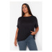 Trendyol Curve Black Basic Crew Neck Knitted Modal Fabric T-Shirt