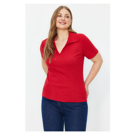 Trendyol Curve Red Corded Knitted Blouse