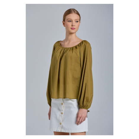 KOŠEĽA GANT D1. VOLUMINOUS SLEEVE BLOUSE zelená