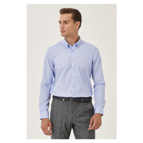 ALTINYILDIZ CLASSICS Men's Light Blue Non-Iron Non-iron Slim Fit Slim-Fit 100% Cotton Buttoned C