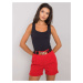 Red shorts with decorative ribbon