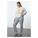 Trendyol Curve Gray Tweety Licensed Knitted Pajama Set