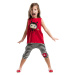 Denokids Red Ladybug Striped Girl's Summer T-shirt Capri Shorts Set