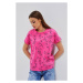 Cotton blouse with flowers - pink