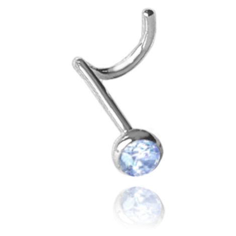 MINET Strieborný piercing do nosa s modrým zirkónom JMAN0406AE01