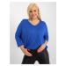 Basic blouse with 3/4 sleeves, cobalt blue Plus size