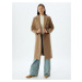 Koton Double Breasted Buttoned Long Stamp Coat