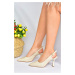 Fox Shoes Beige Women's Thin Heeled Shoes