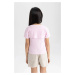 DEFACTO Girl's Corduroy 2-Pack Short Sleeve T-Shirt