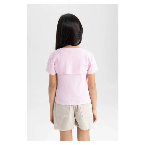 DEFACTO Girl's Ribbed Camisole 2-Piece Short Sleeve T-Shirt