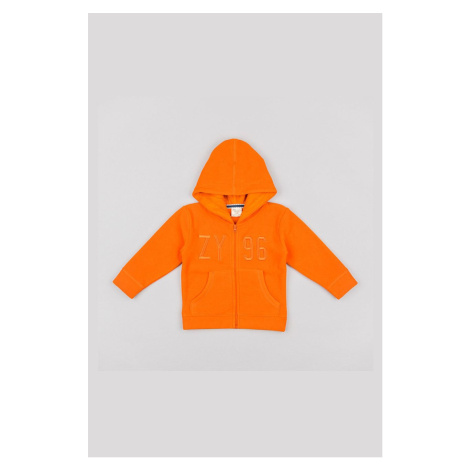 Detská mikina zippy oranžová farba, s kapucňou, s potlačou