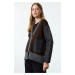 Trendyol Anthracite Soft Texture Color Block Quilted Detailed Knitwear Cardigan