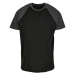 Build Your Brand Pánske dvojfarebné tričko s krátkym rukávom - Čierna / tmavošedý melír