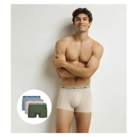 DIM COTTON STRETCH BIO BOXER 3x - Pánske boxerky z organickej bavlny 3 ks - zelená - svetlo hned