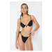 Trendyol Black Balconet V Accessory Push Up Bikini Top