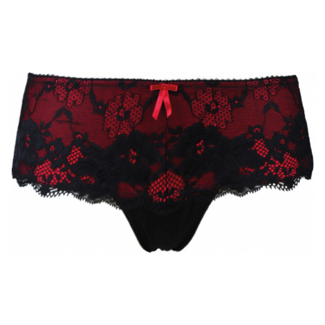 POUR MOI - Amour black/scarlet čipkované francúzske nohavičky